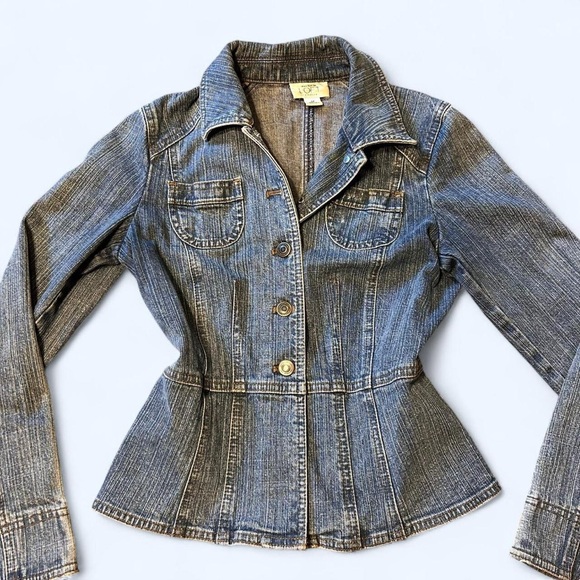 Y2K Denim Fitted Blazer by Loft! - Picture 1 of 6